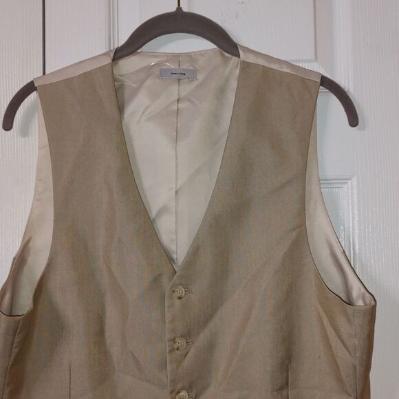 jf j.ferrar slim fit Oatmeal blazer suit tux vest Sz M - Picture 3 of 5